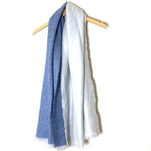 Like new two tone blue fringe super soft wrap scarf